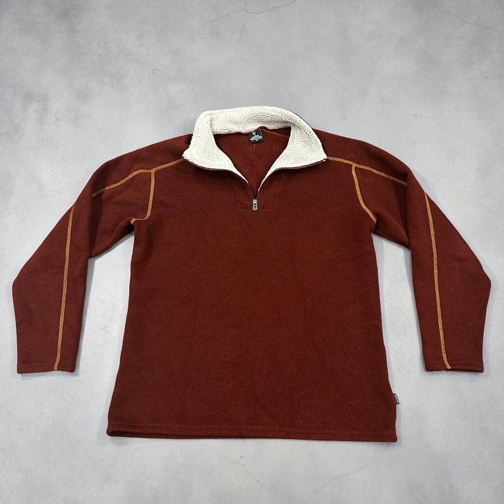 Kuhl Europa 1/4 Zip Fleece Pullover Rust Burgundy Mens XL 3017 Sherpa Collar